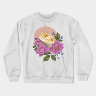 Bearded Dragon with Peonies Crewneck Sweatshirt